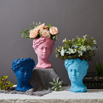 Portrait Retro European Art Vase Cement Head Flower Home Decoration |Trend Tech Depot