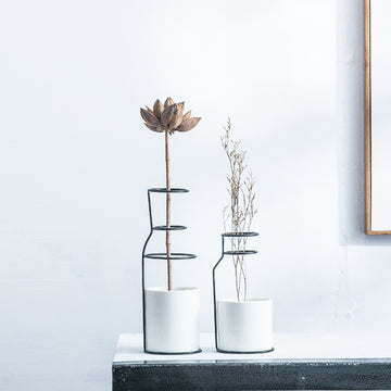 Kultur Eisenkunst Keramikvase Modernes minimalistisches Blumenarrangement Heimdekoration |Trend Tech Depot