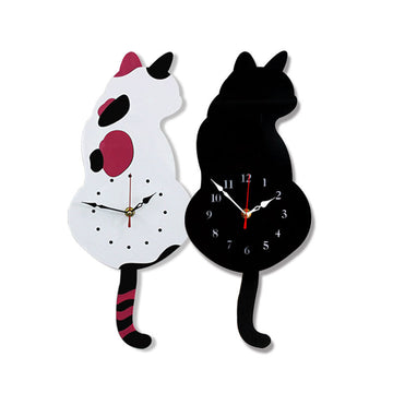 Creative Cat Wall Clock With Swing Tail Pendulum For Living Room Bedroom Kitchen | Trend Tech Depot