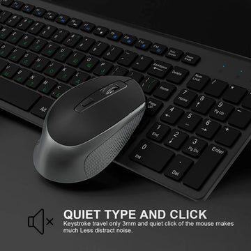 Layout – Kabellose Tastatur- und Mauskombination, geräuschlos, Computer Windows. |Trend Tech Depot