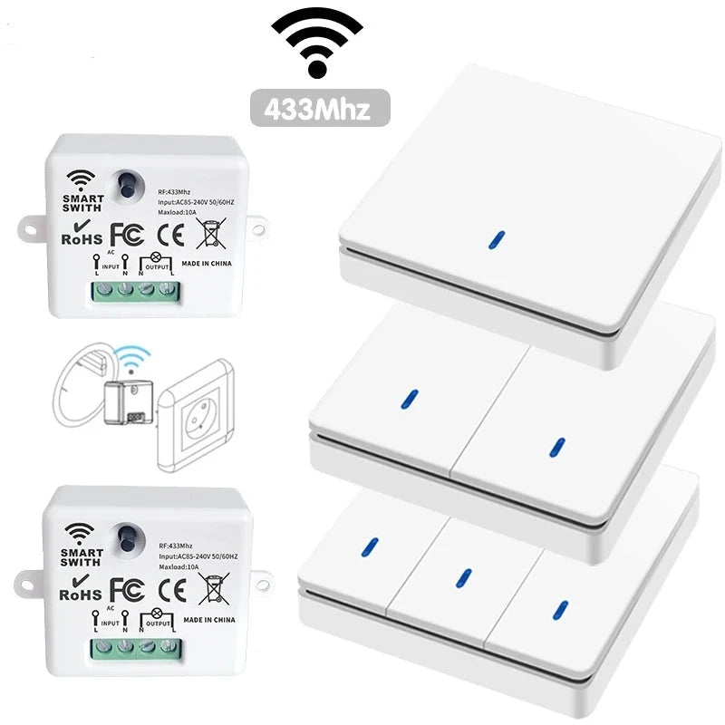 Wireless Smart Switch Light Wall Panel Switch With Remote Control Mini Relay Receiver Home | Trend Tech Depot