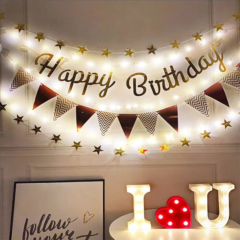 Hollow Out Triangle Birthday Party Banner Multiple Bunting Garland Party Decoration |Trend Tech Depot