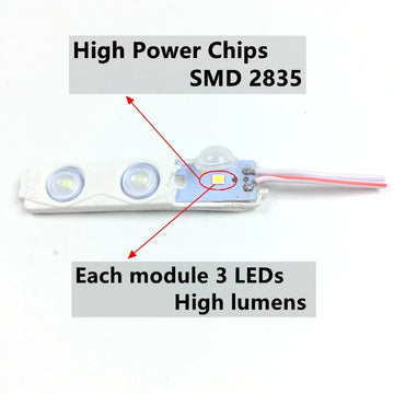 Injektions-LED-Module 3 LEDs mit Linse 160 Grad, superhell für LED-Banner 12 V 1,5 W | Trend Tech Depot