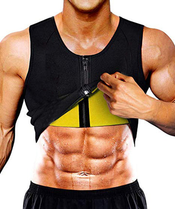 Men'S Compression Training Tank Top Sleeveless Zipper Neoprene Corset Waist |Trend Tech Depot