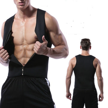 Kompressions-Trainings-Tanktop für Herren, ärmellos, Reißverschluss, Neopren, Korsett-Taille | Trend Tech Depot