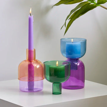 Pillar Candles Stand Home Decor Wedding Flowers Colorful Glass Design |Trend Tech Depot