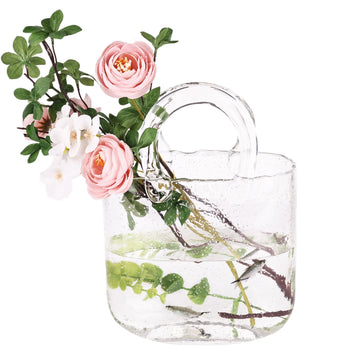 Purse Vase For Flowers Handmade Clear Glass Bag Vase Cool Cute Vase |Trend Tech Depot