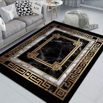 Black Gold Marble Carpet For Living Room Decorations Sofa Table Large Area |Trend Tech Depot