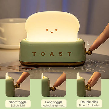 Cute Desk Decor Toaster Lamp With Dimmable Light and Timer Settings For Birthday Gifts | Trend Tech Depot