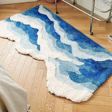 High-Quality Flocking  Carpet Bathroom Blue Sea Tufted Carpet House |Trend Tech Depot