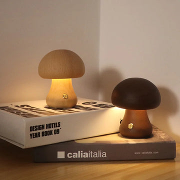 Night Light With Touch Switch Wooden Cute Mushroom Bedside Table Lamp |Trend Tech Depot