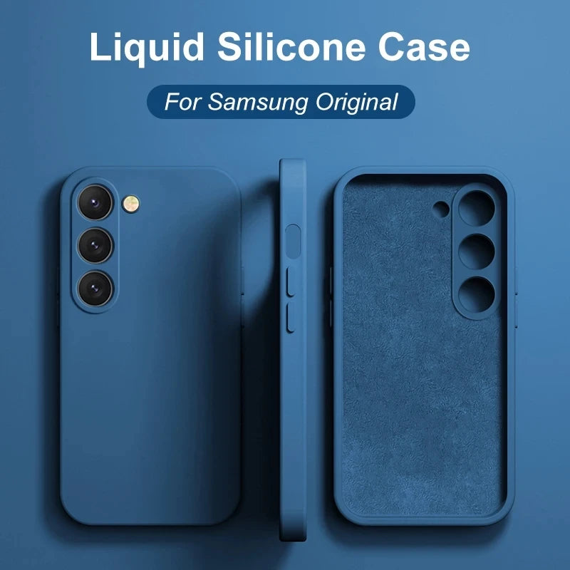 Square Liquid Silicone Phone Case For Samsung Galaxy Soft Cover |Trend Tech Depot