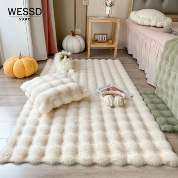 Rabbit Plush Non-Slip Bedroom Bedside Living Room Bubble Floor Mat |Trend Tech Depot