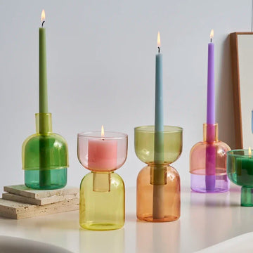 Pillar Candles Stand Home Decor Wedding Flowers Colorful Glass Design |Trend Tech Depot