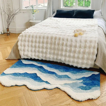 Hochwertiger Flockteppich fürs Badezimmer, getufteter Teppich fürs Haus, Blaues Meer |Trend Tech Depot