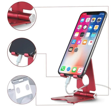 Foldable Metal Cell Phone Holder Desk Ipad Holder Adjustable Smartphone Stand |Trend Tech Depot