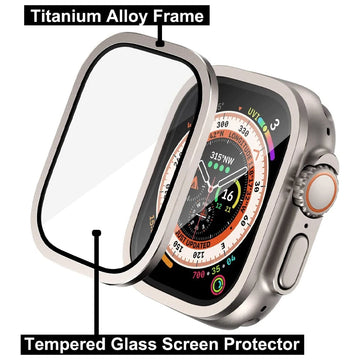 Abdeckrahmen aus Metall-Aluminiumlegierung + Displayschutz aus gehärtetem Glas für Apple Watch |Trend Tech Depot